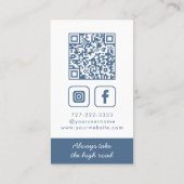 Dusty Blue Monogram krans verticaal Visitekaartje (Achterkant)