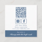 Dusty Blue Monogram Krans Vierkante Visitekaartje (Achterkant)