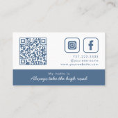 Dusty Blue Monogram Krans Visitekaartje (Achterkant)