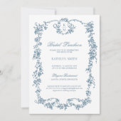 Dusty Blue Monogram  Lijst Bruids Luncheon Kaart (Voorkant)