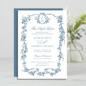 Dusty Blue Monogram Lijst de avond ervoor Kaart