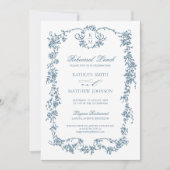 Dusty Blue Monogram  Lijst repetitielunch Kaart (Voorkant)