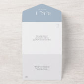 Dusty Blue Monogram Minimalist Weddenschap Date All In One Uitnodiging (Buitenkant)