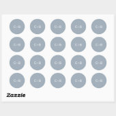 Dusty Blue Monogram Modern Wedding Ronde Sticker (Vel)