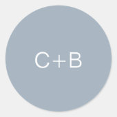 Dusty Blue Monogram Modern Wedding Ronde Sticker (Voorkant)