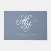 Dusty Blue Monogram Passen getrouwd Deurmat (Voorkant)