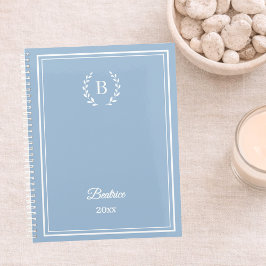 Dusty blue Monogram Personalized Quiet Luxury Notitieboek