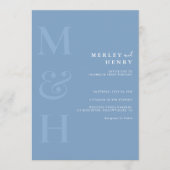 Dusty Blue Monogram QR Code All In One Wedding Kaart (Voorkant)