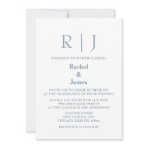 Dusty Blue Monogram QR Code Classy Minimal Wedding