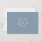Dusty Blue-monogram RSVP Kaartje (Achterkant)