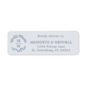 Dusty Blue Monogram RSVP Mailing Etiket (Voorkant)