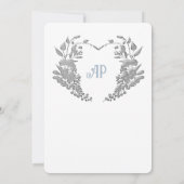 Dusty Blue Monogram Vintage bruiloft uitnodiging (Achterkant)