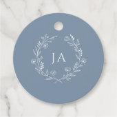 Dusty Blue Monogram Wedding Bedankjes Labels (Voorkant)