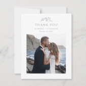 Dusty Blue Monogram Wedding Bedankkaart (Voorkant)