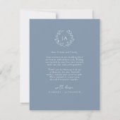 Dusty Blue Monogram Wedding Bedankkaart (Achterkant)