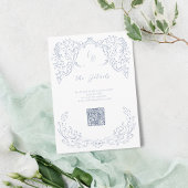 Dusty Blue  Monogram Wedding Details Informatiekaartje