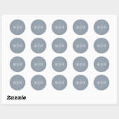 Dusty Blue Monogram Wedding Envelope Sticker zegel (Vel)