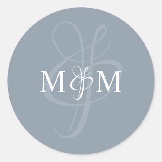 Dusty Blue Monogram Wedding Envelope Sticker zegel (Voorkant)