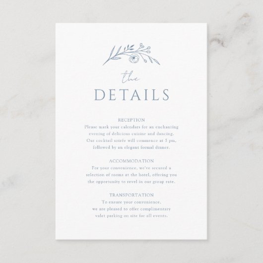 Dusty Blue Monogram Wedding Informatiekaartje (Voorkant)