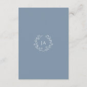 Dusty Blue Monogram Wedding Informatiekaartje (Achterkant)