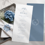 Dusty Blue Monogram Wedding Menu<br><div class="desc">Verhoog uw receptie met onze Dusty Blue Monogram Wedding Menu Kaart. Met een eenvoudig en geavanceerd ontwerp met het monogram en wilde bloemen,  voegt deze menukaart een vleugje tijdloze schoonheid toe aan uw tafellandschap. Begeleid uw gasten door een onvergetelijke culinaire ervaring met deze elegante toevoeging.</div>