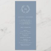 Dusty Blue Monogram Wedding Programmakaart (Voorkant)