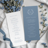 Dusty Blue Monogram Wedding Programmakaart