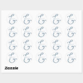 Dusty Blue Monogram Wedding Ronde Sticker (Vel)