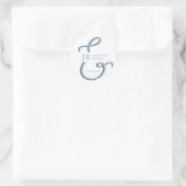 Dusty Blue Monogram Wedding Ronde Sticker (Tas)