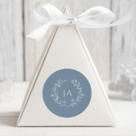 Dusty Blue Monogram Wedding Ronde Sticker
