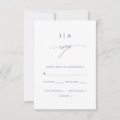  Dusty Blue Monogram Wedding Rsvp (Voorkant)