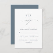  Dusty Blue Monogram Wedding Rsvp (Voorkant / Achterkant)