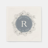 Dusty Blue Monogram Wedding Servet (Voorkant)