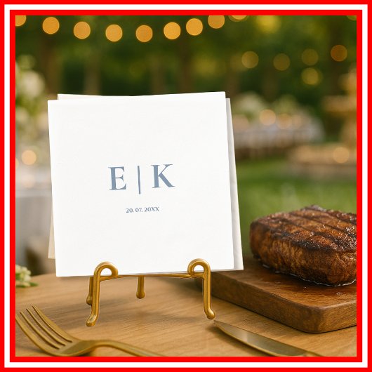 Dusty Blue Monogram Wedding Servet