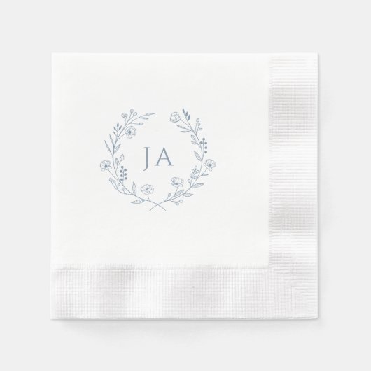 Dusty Blue Monogram Wedding Servet (Voorkant)