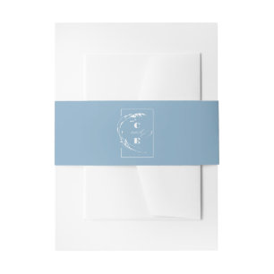 Dusty Blue Monogram Wedding Uitnodigingen Wikkel