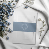 Dusty Blue Monogram Wedding Uitnodigingen Wikkel