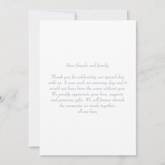 Dusty Blue Monogram WreatWhite Hartelijk dank Kaart (Achterkant)