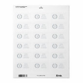 Dusty Blue Monogram WreatWhite Return Address Etiket (Full Sheet)