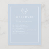 Dusty blue monogrammed wedding program details flyer (Voorkant)