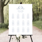 Dusty Blue Monogrammed Wedding Zitting Grafiek Tek Poster