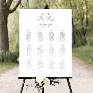 Dusty Blue Monogrammed Wedding Zitting Grafiek Tek Poster