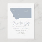 Dusty Blue Montana Kaart QR Code Bewaar de datum (Voorkant)