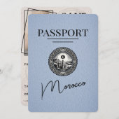 Dusty Blue Morocco Passport Bewaar de datum Save The Date (Voorkant / Achterkant)