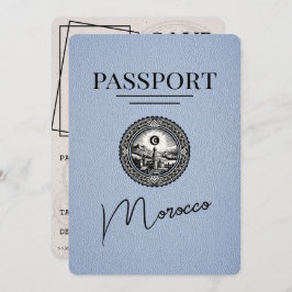 Dusty Blue Morocco Passport Bewaar de datum Save The Date