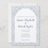Dusty Blue Mosaic Wedding Invitation Kaart (Voorkant)