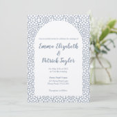 Dusty Blue Mosaic Wedding Invitation Kaart (Staand voorkant)
