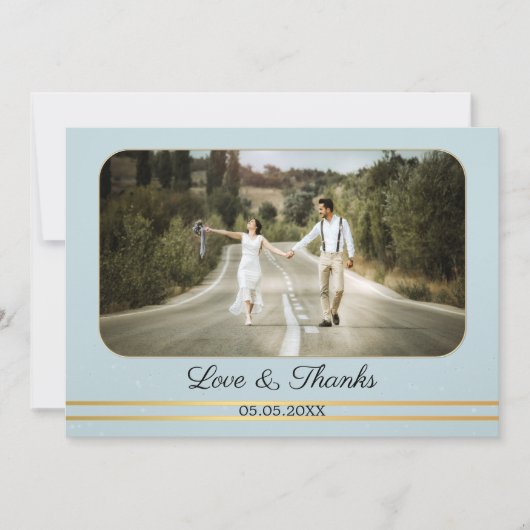 Dusty Blue Mountain bruiloft foto dank u kaart (Voorkant)