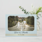 Dusty Blue Mountain bruiloft foto dank u kaart (Staand voorkant)