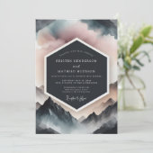 Dusty Blue Mountain Romance Wedding Kaart (Staand voorkant)